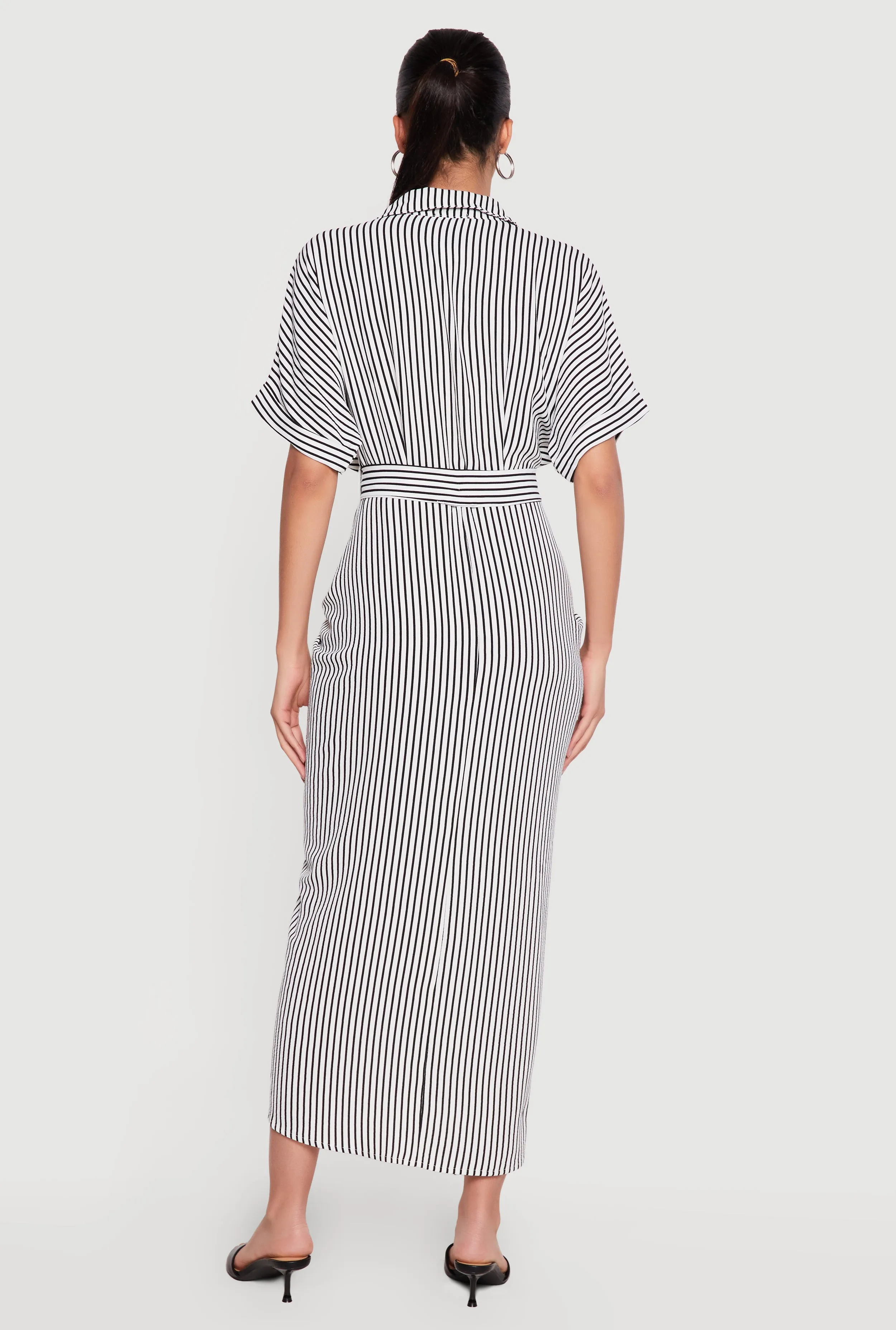 Striped Button Front Shirt Dress with Tie Waist Belt sold by Rainbow product image thumbnail 3