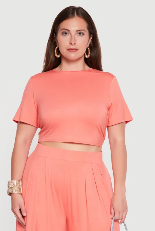 Plus Size Short Sleeve Crop Top made by Rainbow