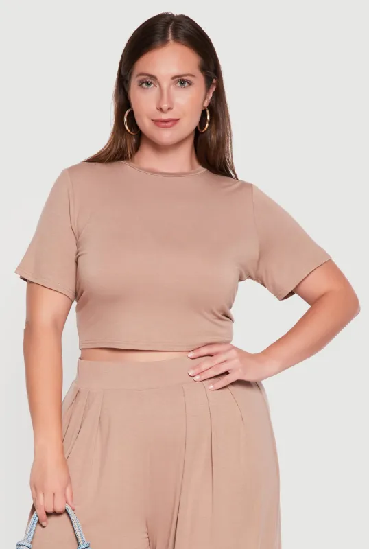 Plus Size Short Sleeve Crop Top made by Rainbow