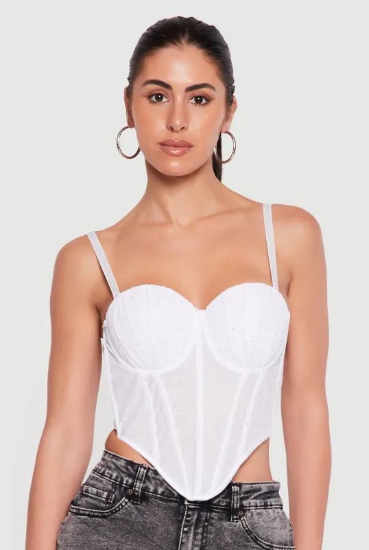 Rhinestone Mesh Convertible Bustier Crop Top made by Rainbow