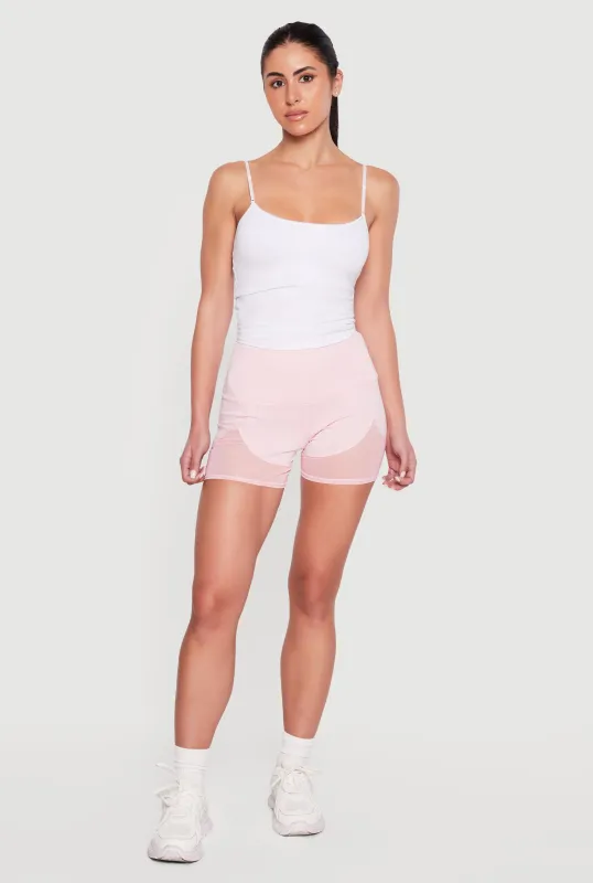 Drop Waist Mesh Detail Biker Shorts made by Rainbow