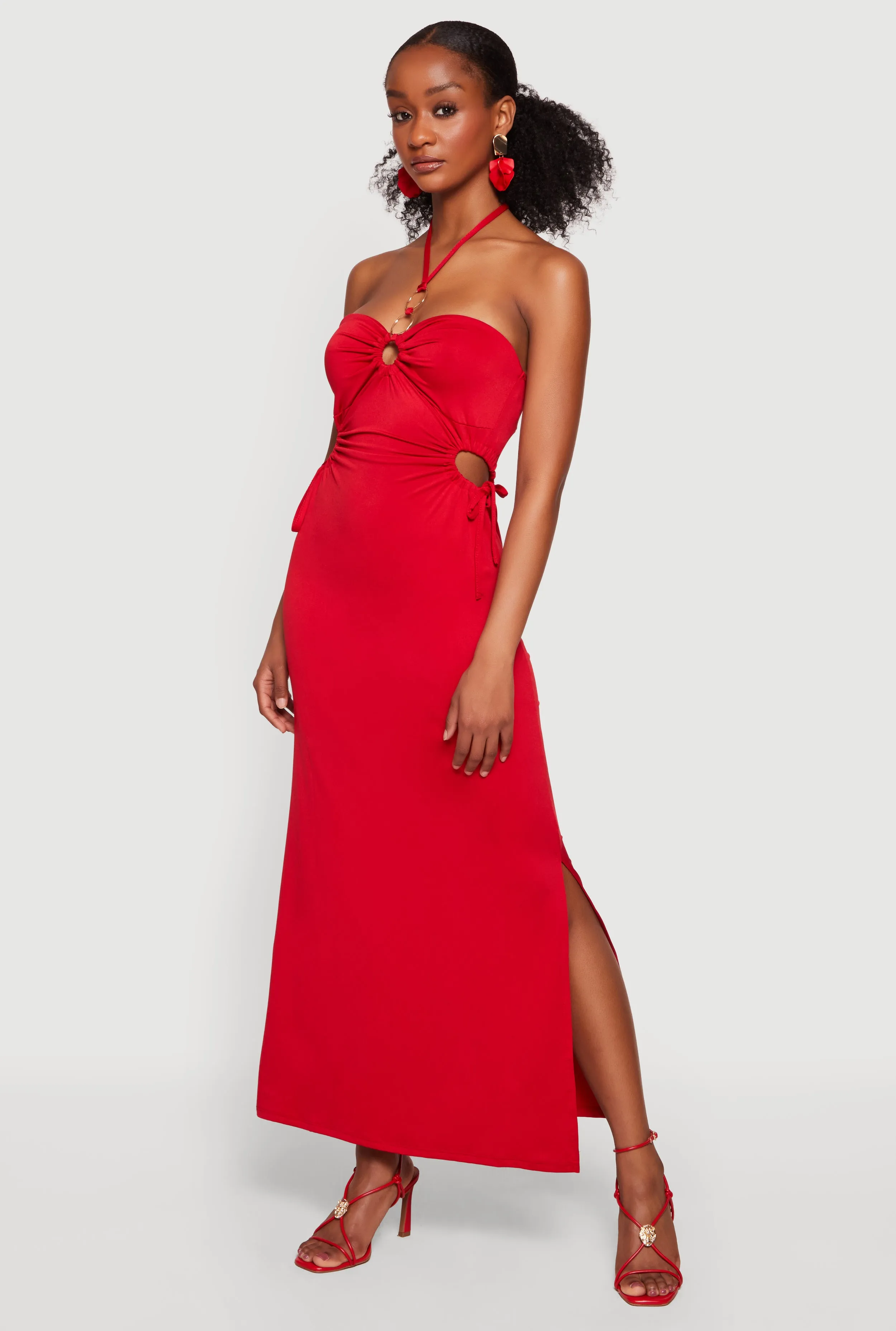Cutout Detail O Ring Halter Maxi Dress sold by Rainbow product image thumbnail 2
