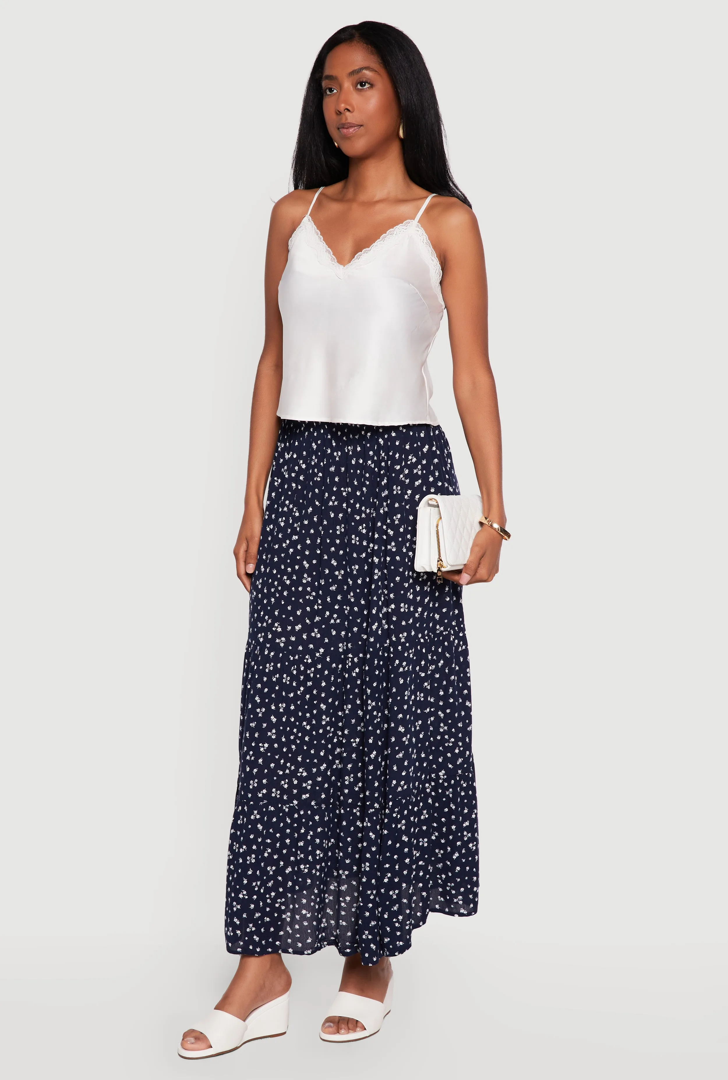 Ditsy Floral High Waisted Tiered Maxi Skirt sold by Rainbow product image thumbnail 2