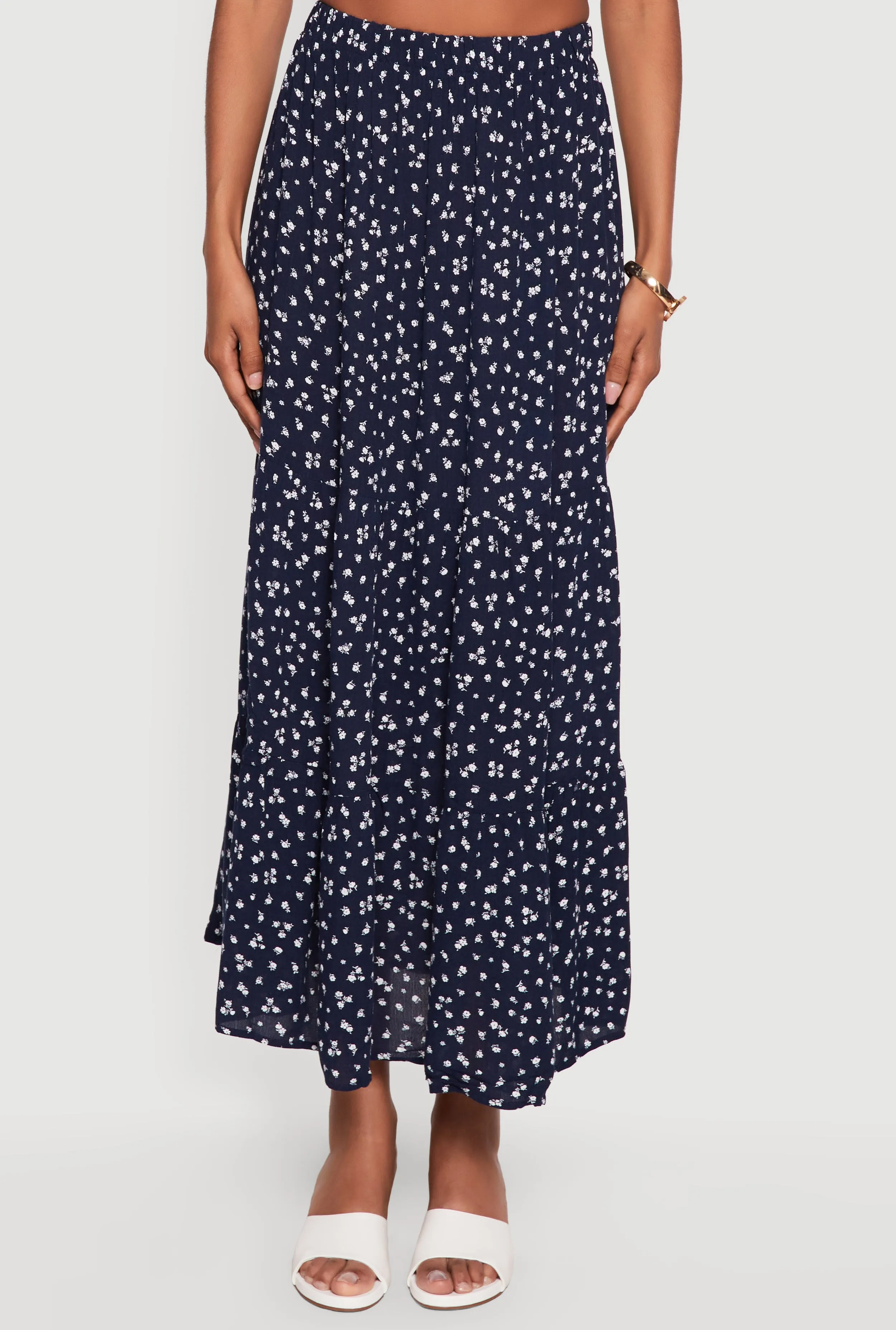 Ditsy Floral High Waisted Tiered Maxi Skirt sold by Rainbow product image thumbnail 3