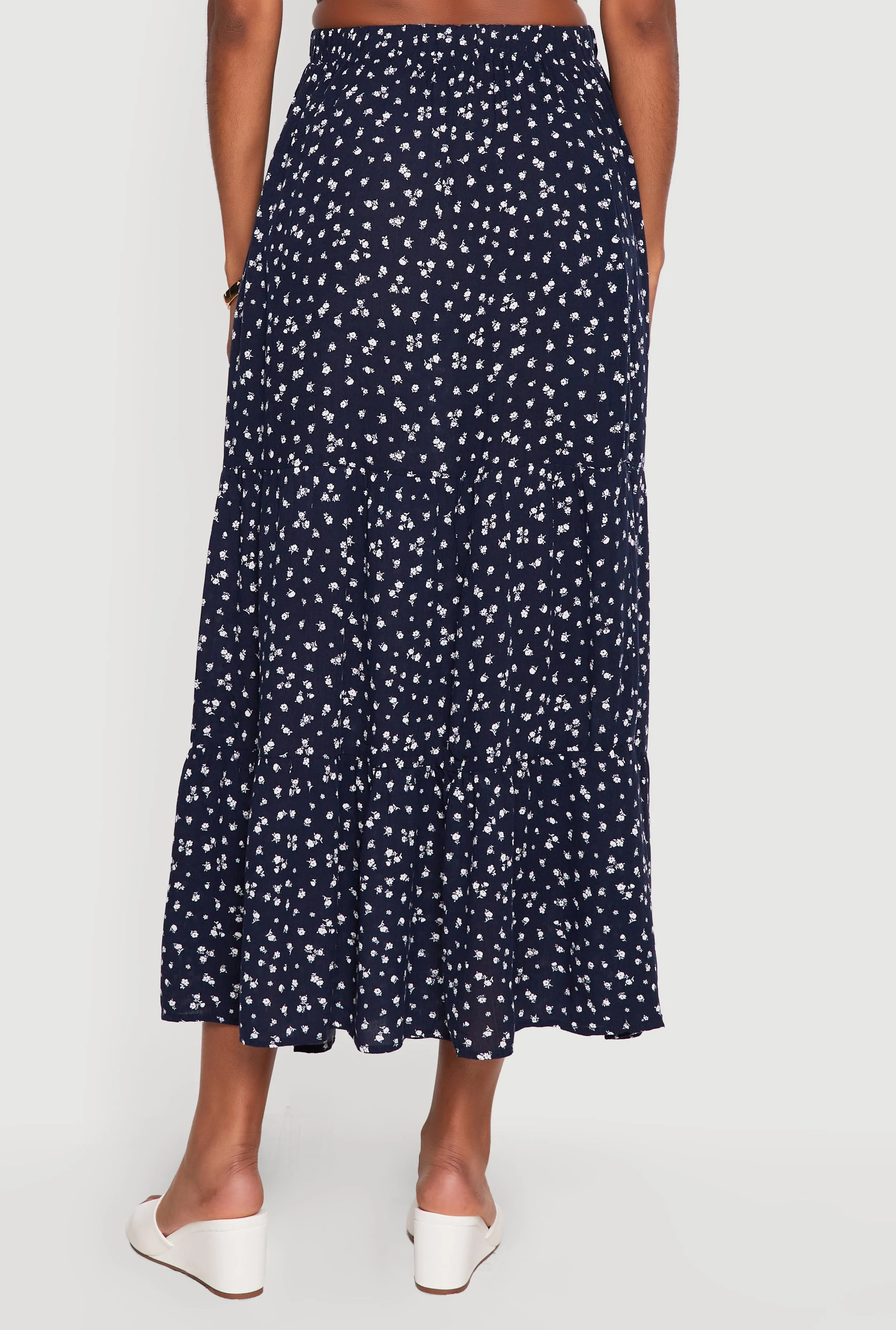 Ditsy Floral High Waisted Tiered Maxi Skirt sold by Rainbow product image thumbnail 5