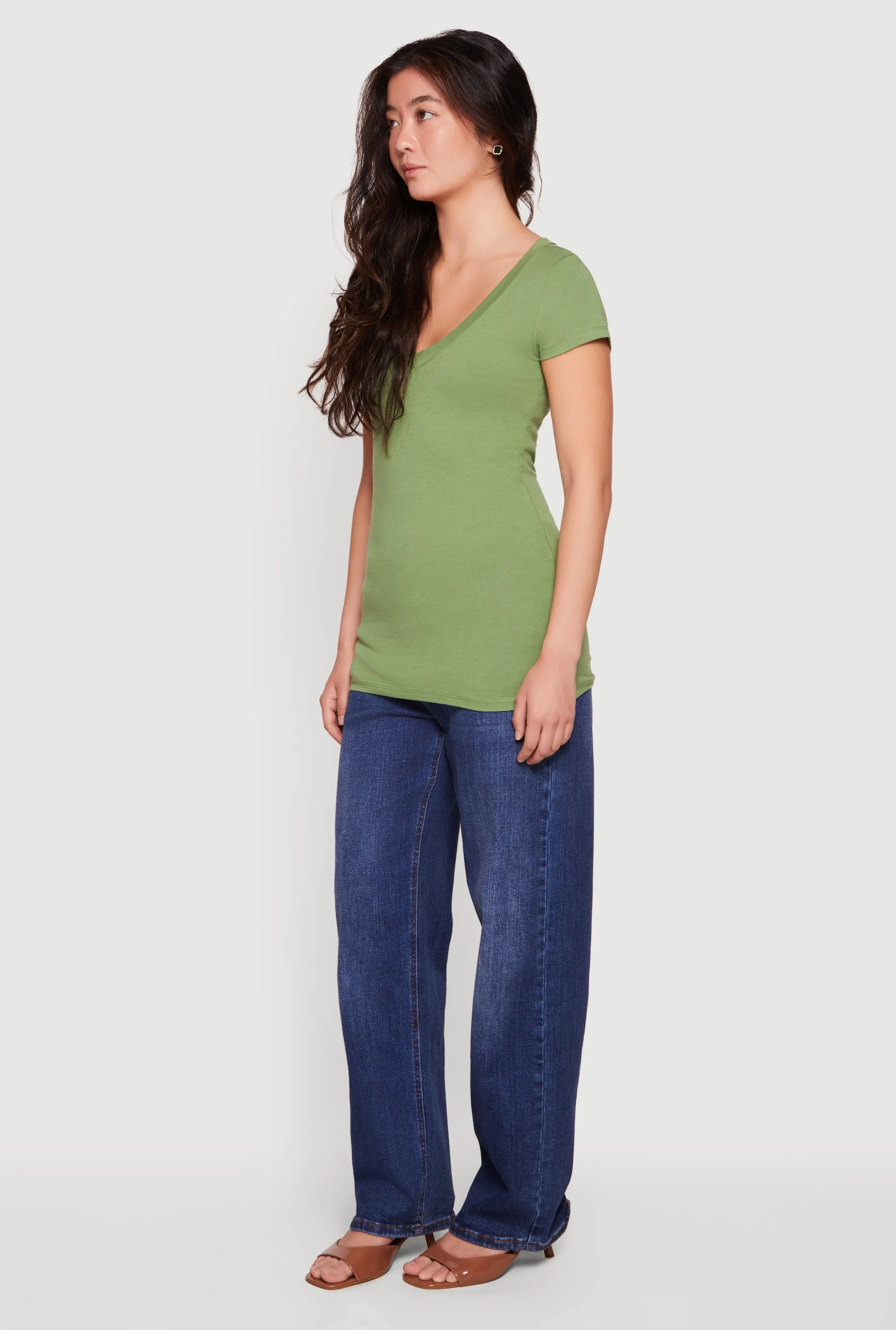 Basic V-Neck Short Sleeve T-Shirt sold by Rainbow product image thumbnail 3