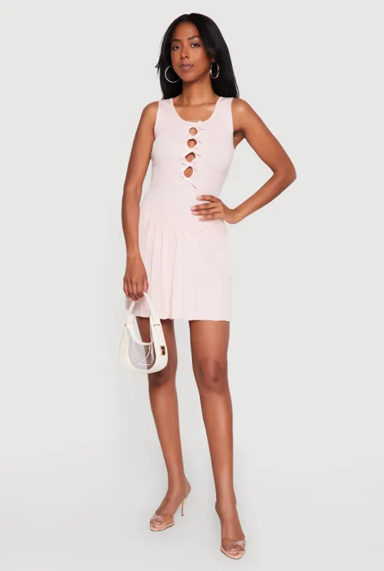 Keyhole Bow Detail Sleeveless Skater Dress made by Rainbow