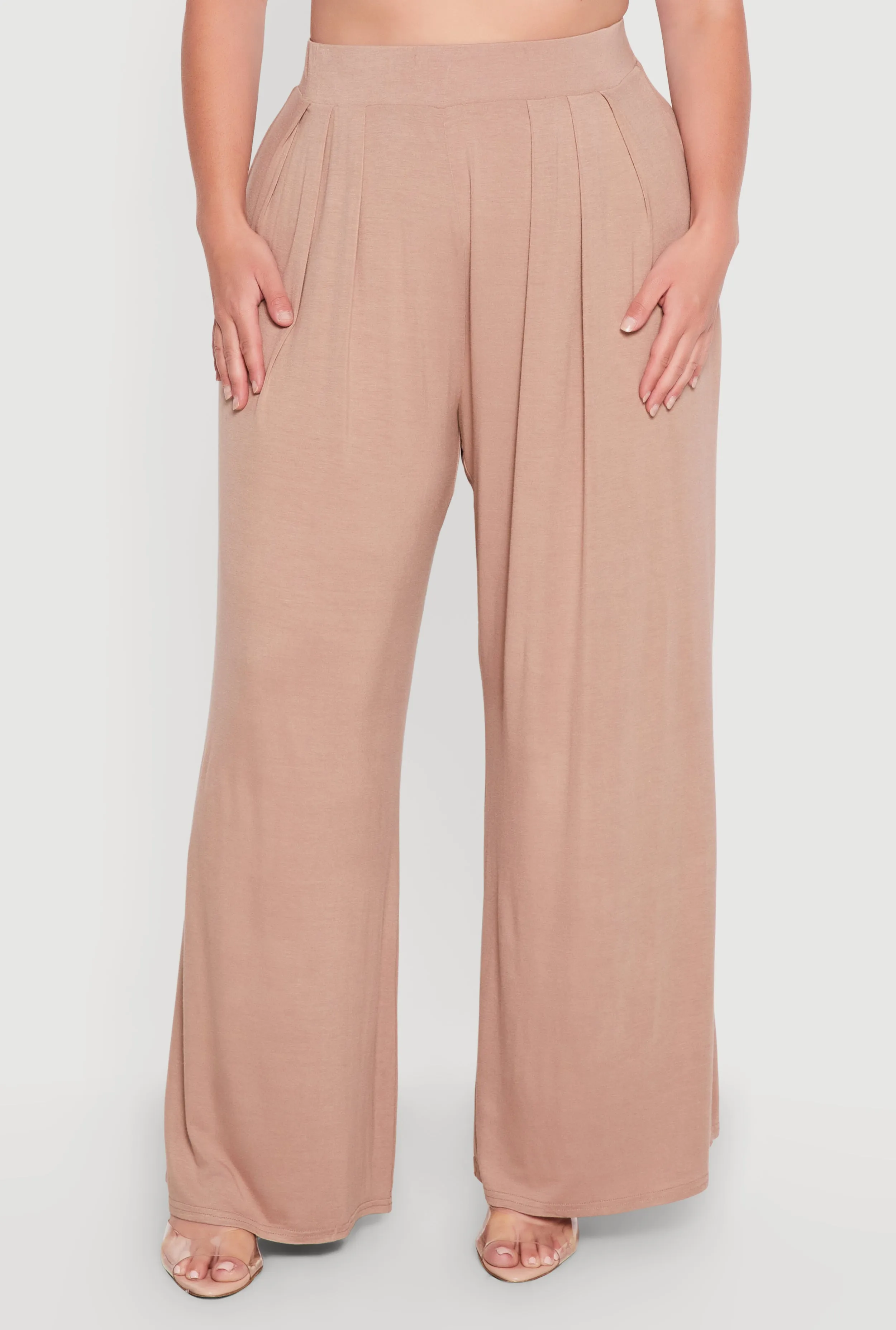 Plus Size Pleated Wide Leg Casual Pants sold by Rainbow product image thumbnail 3
