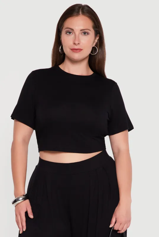 Plus Size Short Sleeve Crop Top made by Rainbow