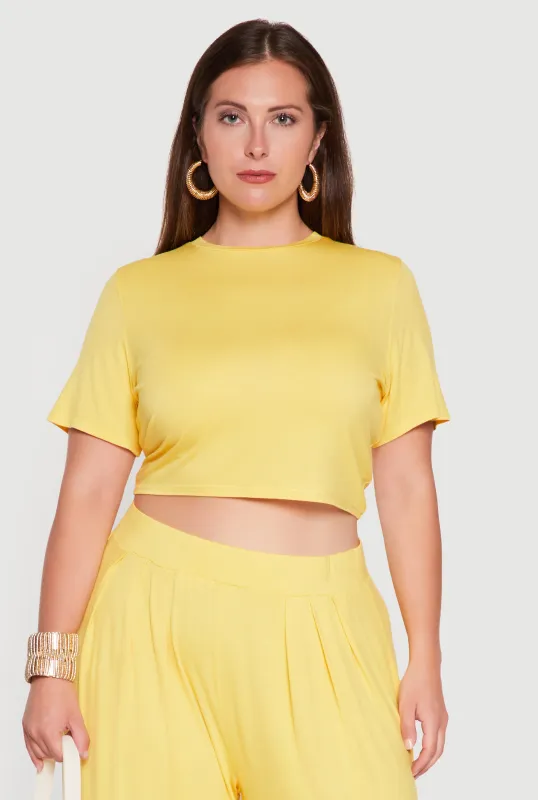 Plus Size Short Sleeve Crop Top made by Rainbow