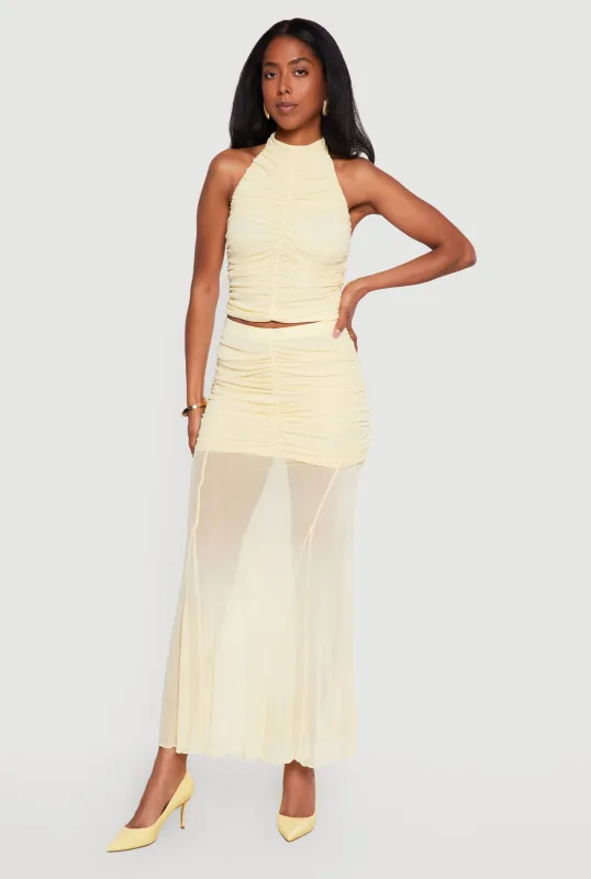 Ruched Mesh Overlay Mermaid Skirt made by iris