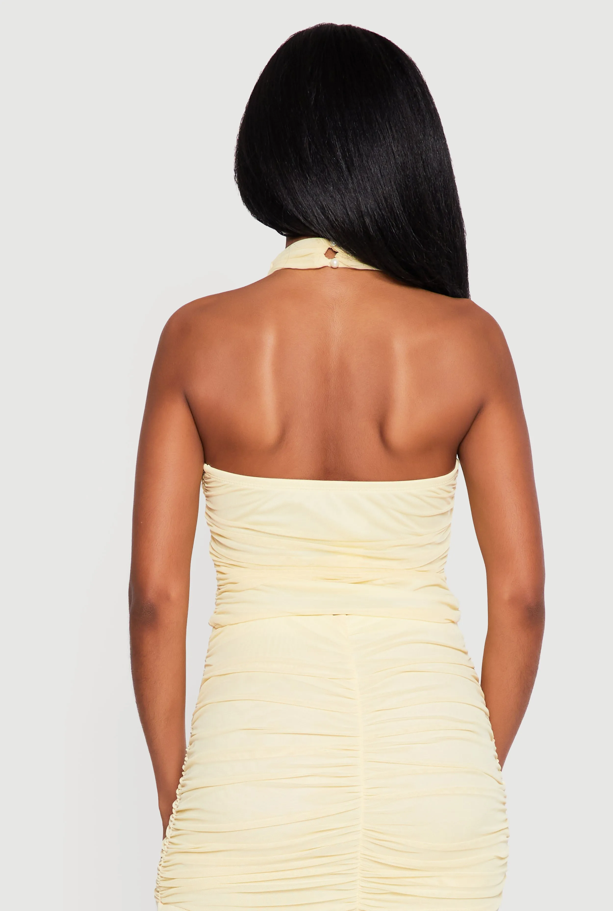 Ruched Mock Neck Halter Crop Top sold by Rainbow product image thumbnail 5