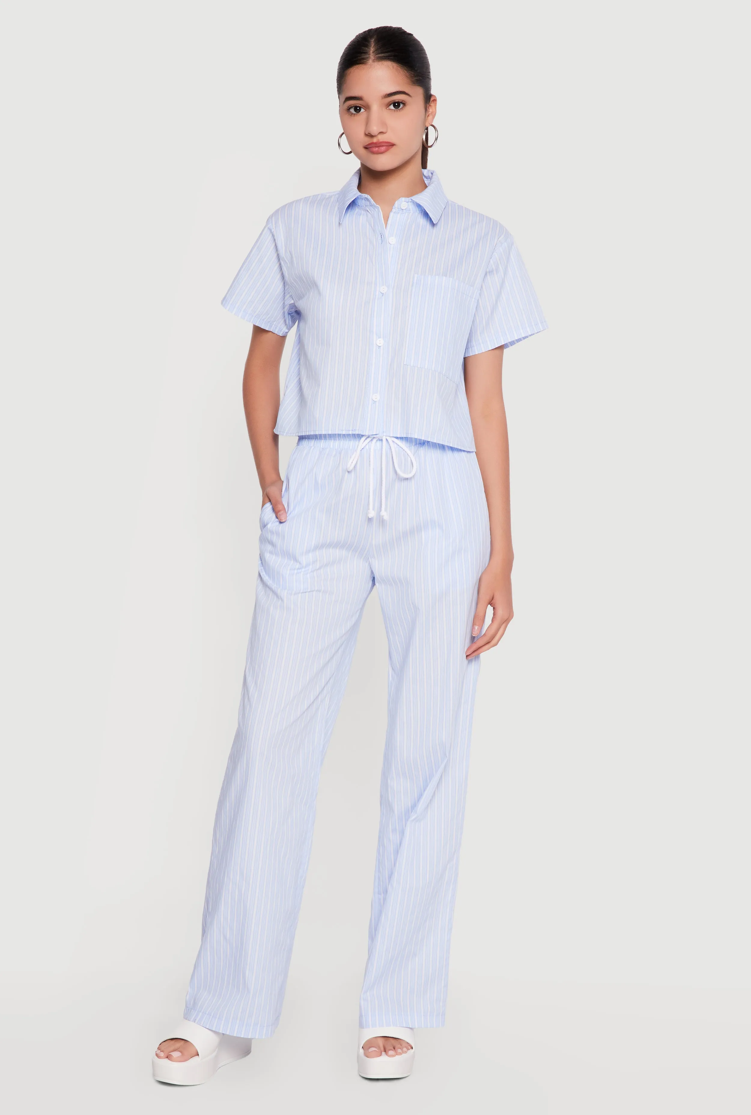 Poplin Pinstripe Drawstring Waist Pants sold by Rainbow product image thumbnail 2