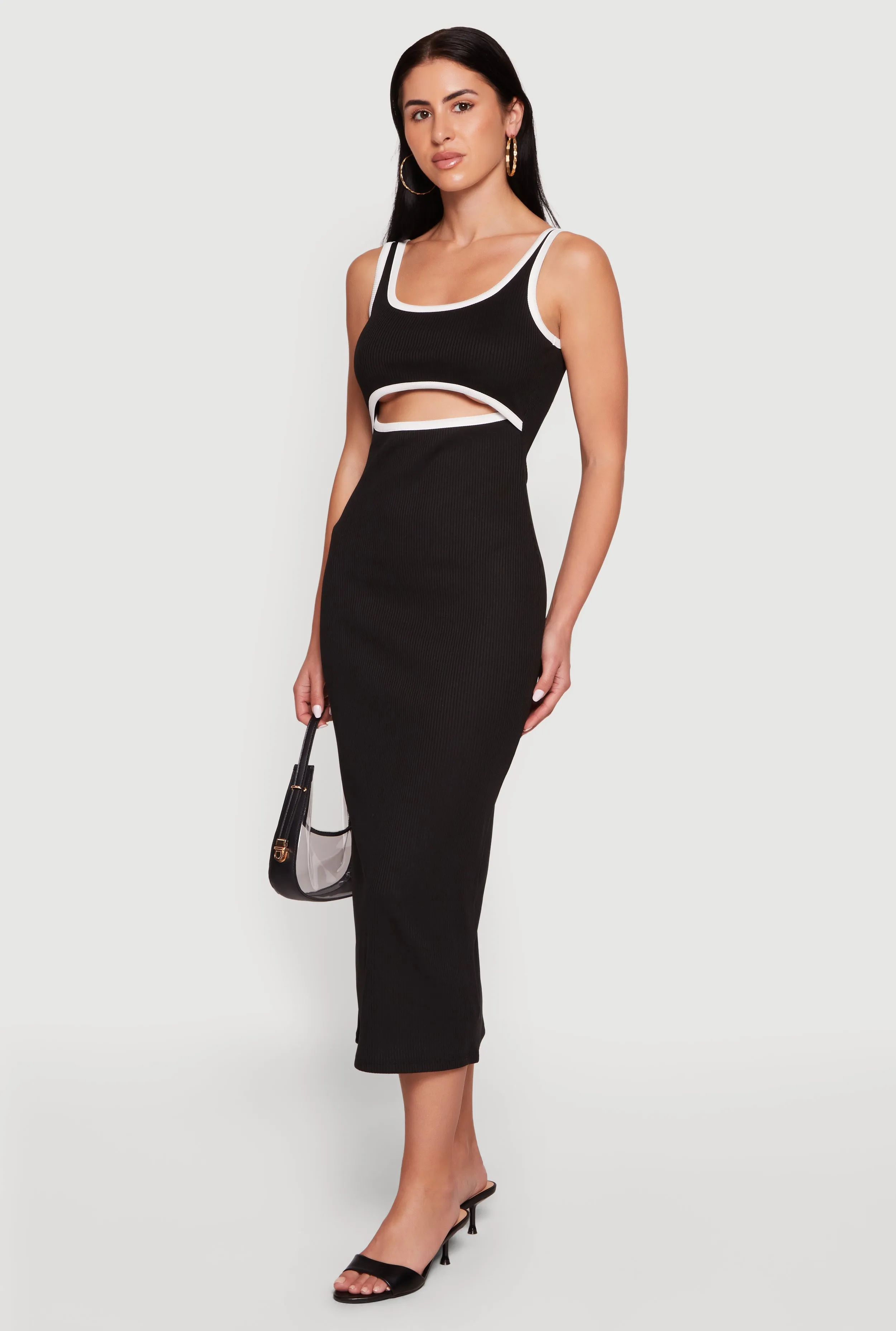 Contrast Trim Keyhole Detail Midi Dress sold by Rainbow product image thumbnail 2