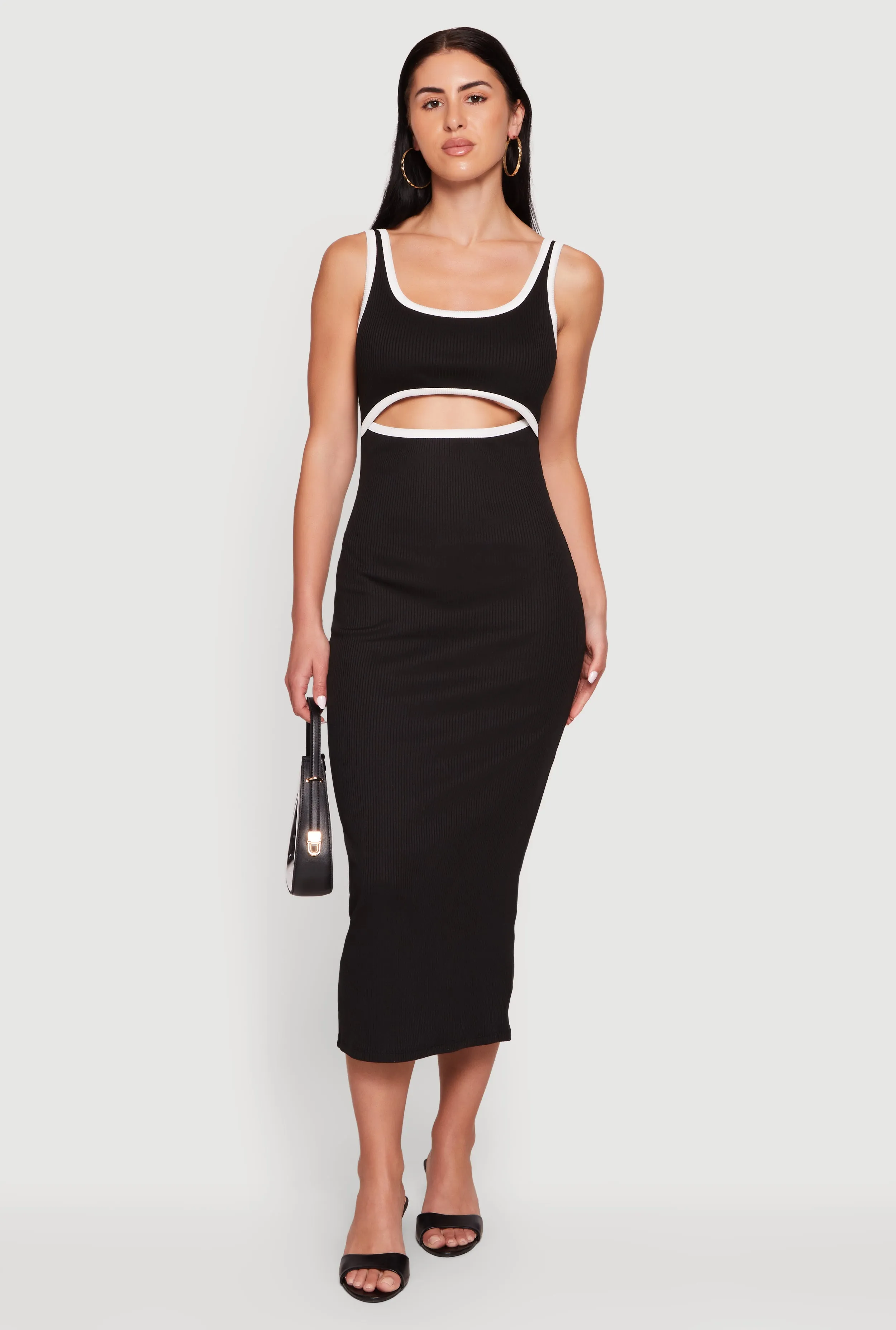 Contrast Trim Keyhole Detail Midi Dress sold by Rainbow
