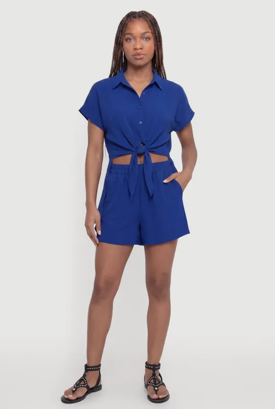 Crepe Knit High Waisted Shorts made by Rainbow