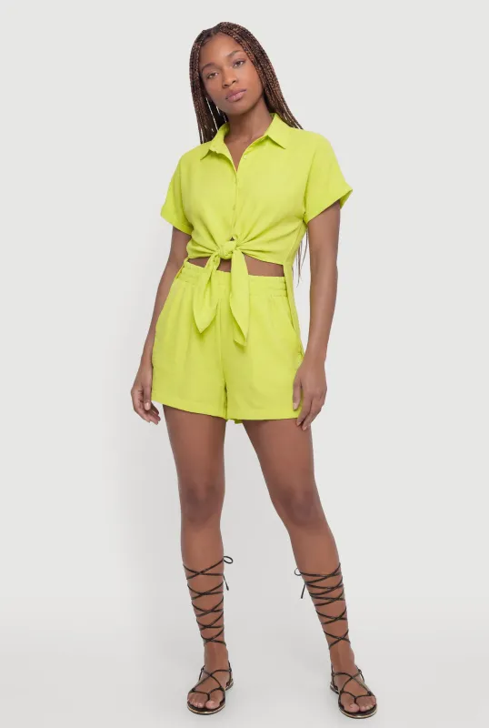 Crepe Knit High Waisted Shorts made by Rainbow