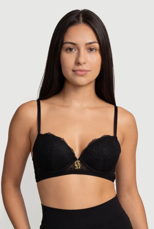 Metallic Detail Scalloped Lace Plunge Bra made by Bebe