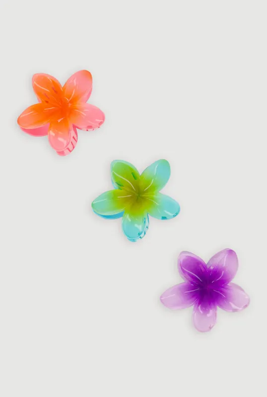 Hibiscus Flower Claw Clips Set of 3 made by Rainbow