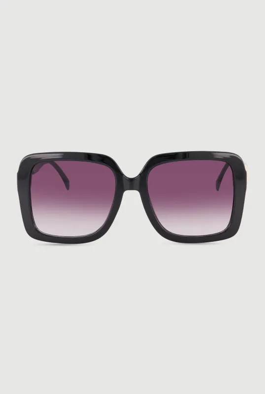 Ombre Lens Metallic Eye Detail Sunglasses made by Rainbow