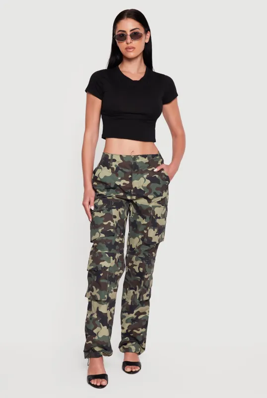 Camouflage Toggle Drawstring Hem Cargo Joggers made by Rainbow
