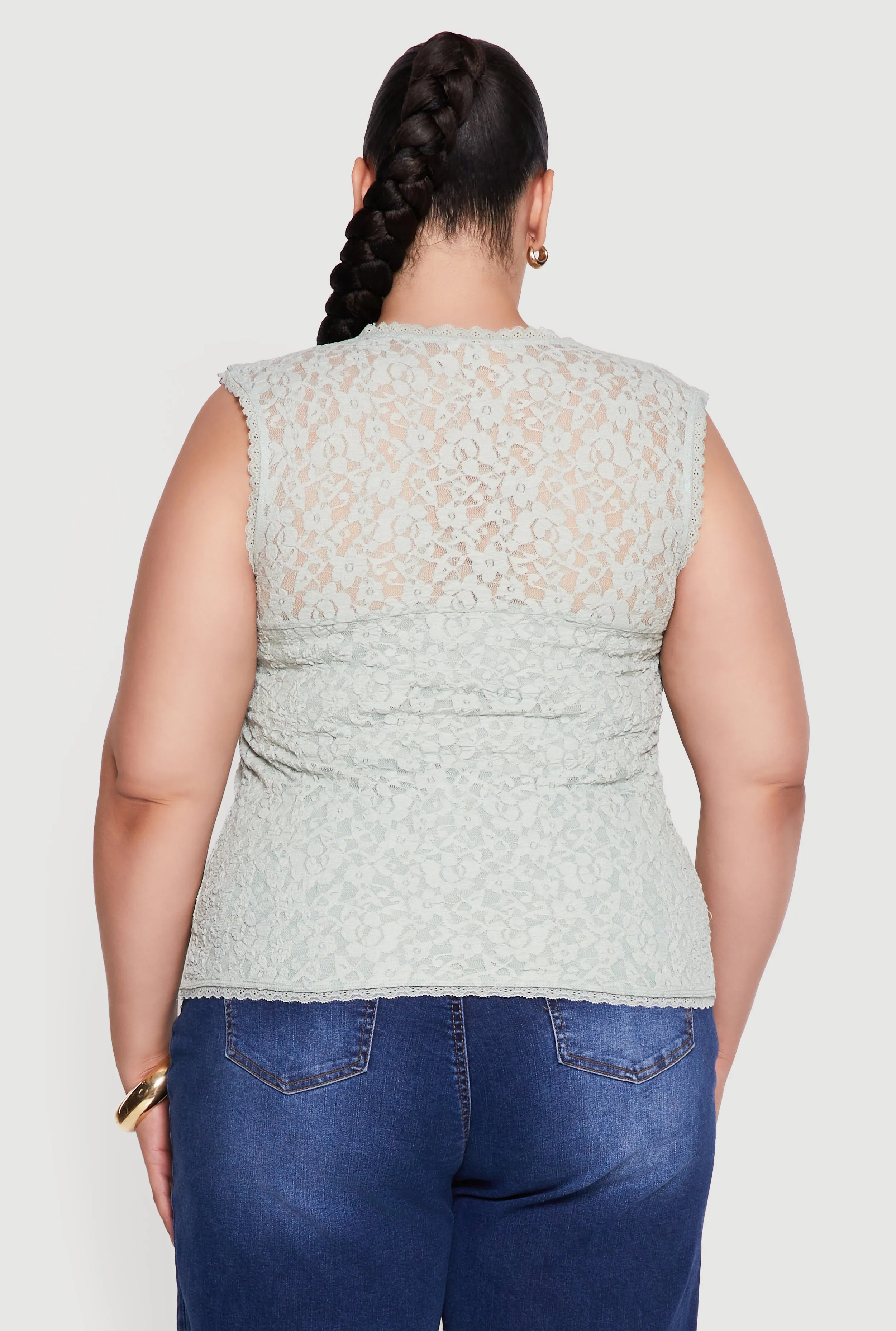 Plus Size Floral Lace Square Neck Blouse sold by Rainbow product image thumbnail 5