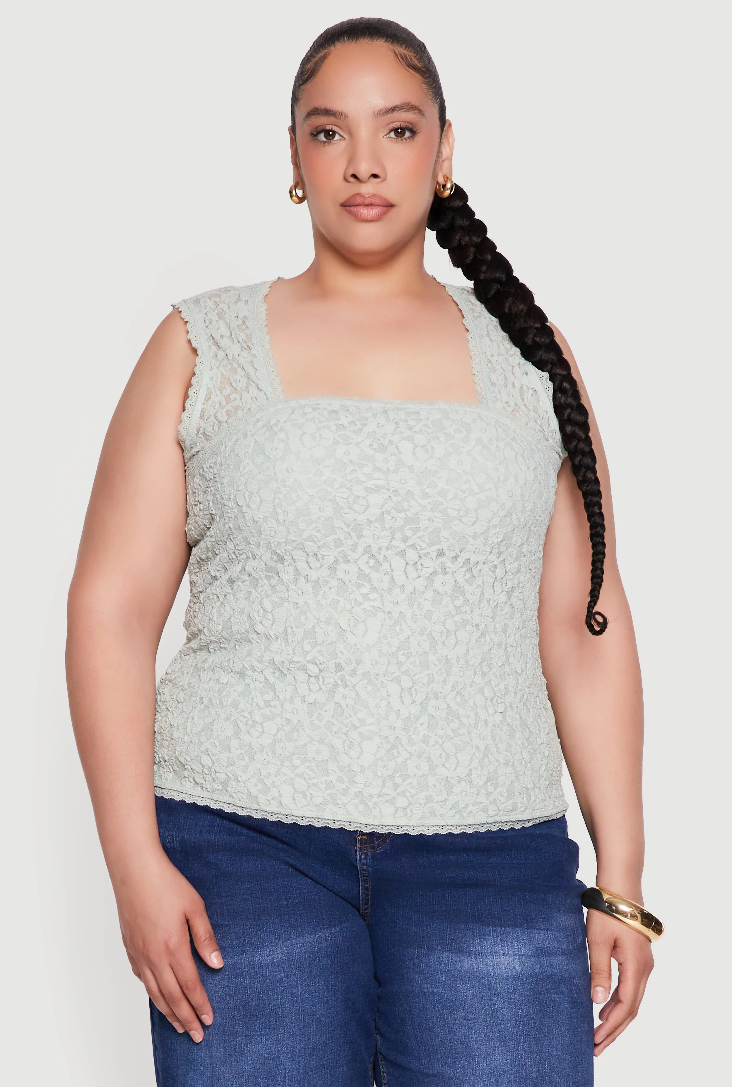 Plus Size Floral Lace Square Neck Blouse sold by Rainbow product image thumbnail 2