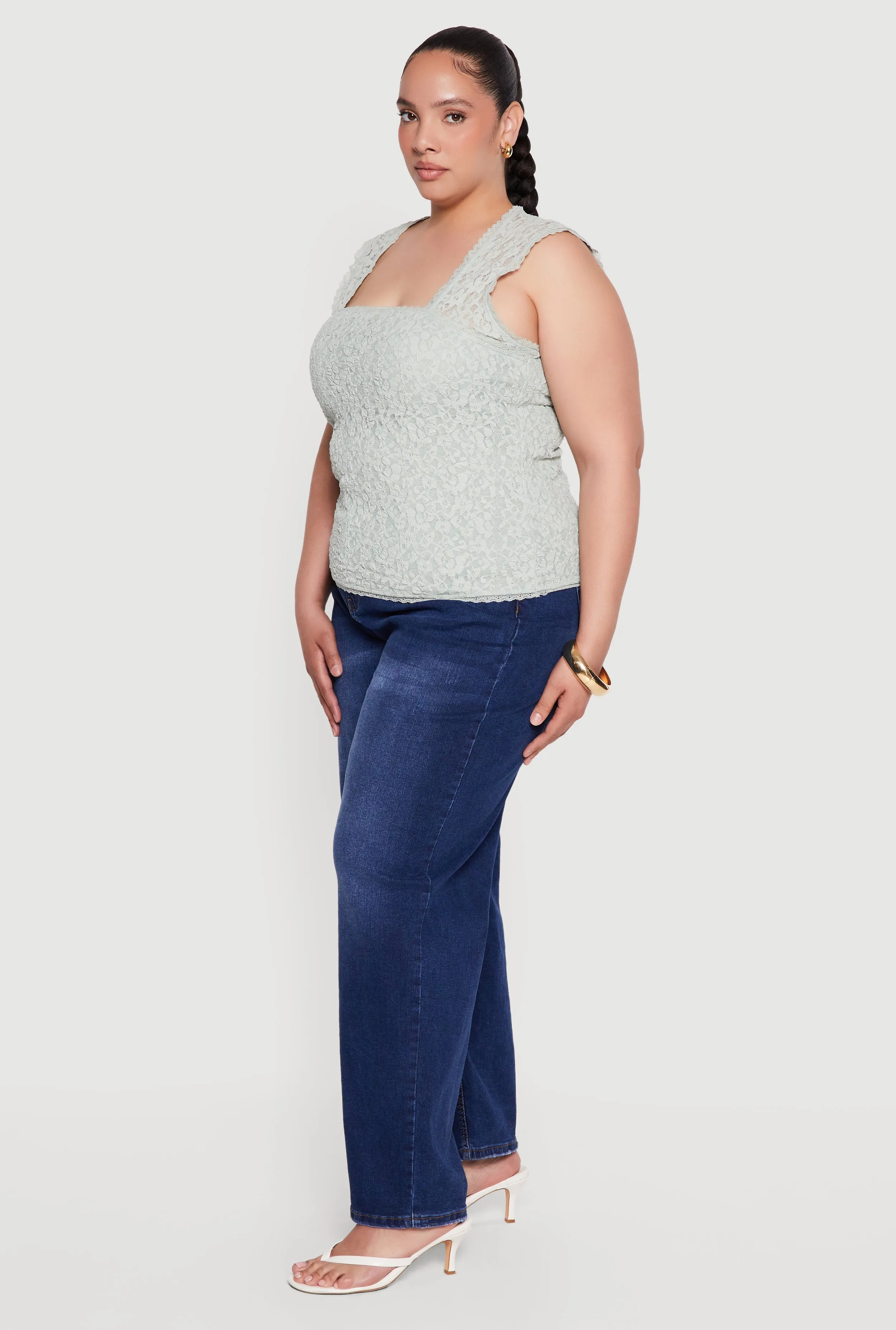 Plus Size Floral Lace Square Neck Blouse sold by Rainbow product image thumbnail 3