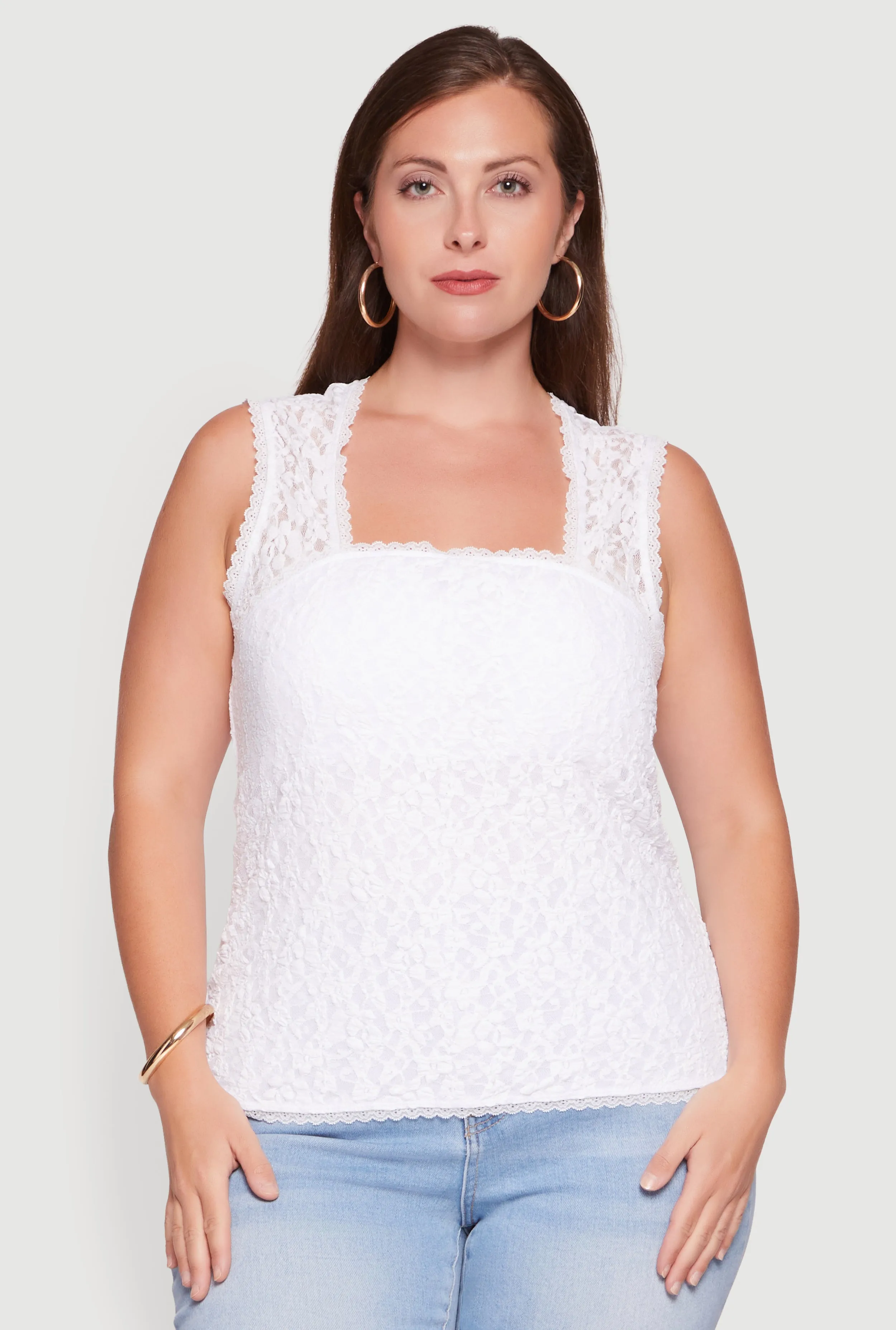 Plus Size Floral Lace Square Neck Blouse sold by Rainbow product image thumbnail 2