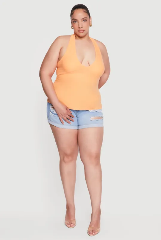 Plus Size Plunge Halter Top made by Rainbow