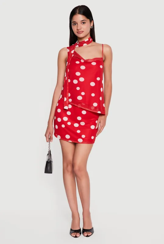 High Waisted Mesh Polka Dot Mini Skirt made by Rainbow