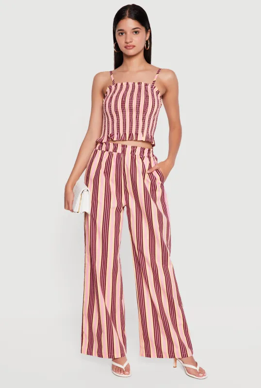 High Waisted Wide Leg Striped Pants made by Rainbow