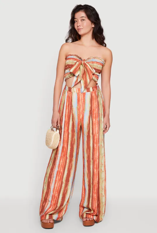 Patterned High Waisted Pleated Wide Leg Pants made by Rainbow