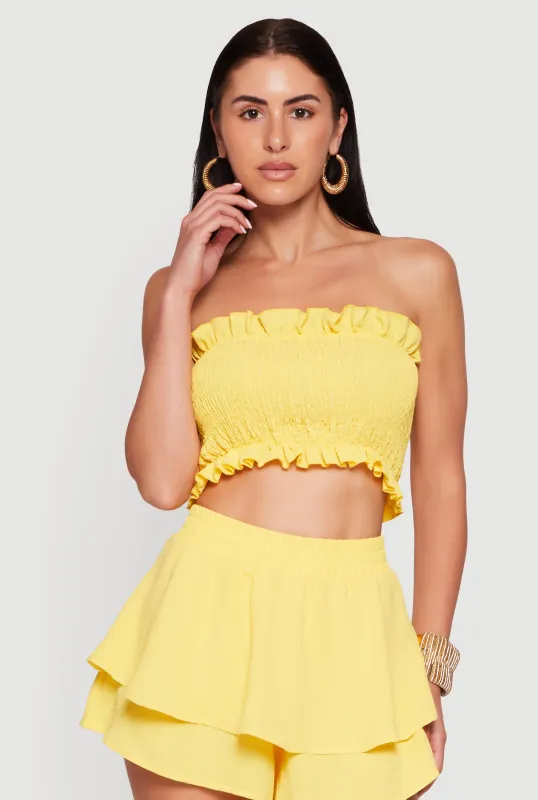 Crepe Knit Smocked Tube Top made by Rainbow