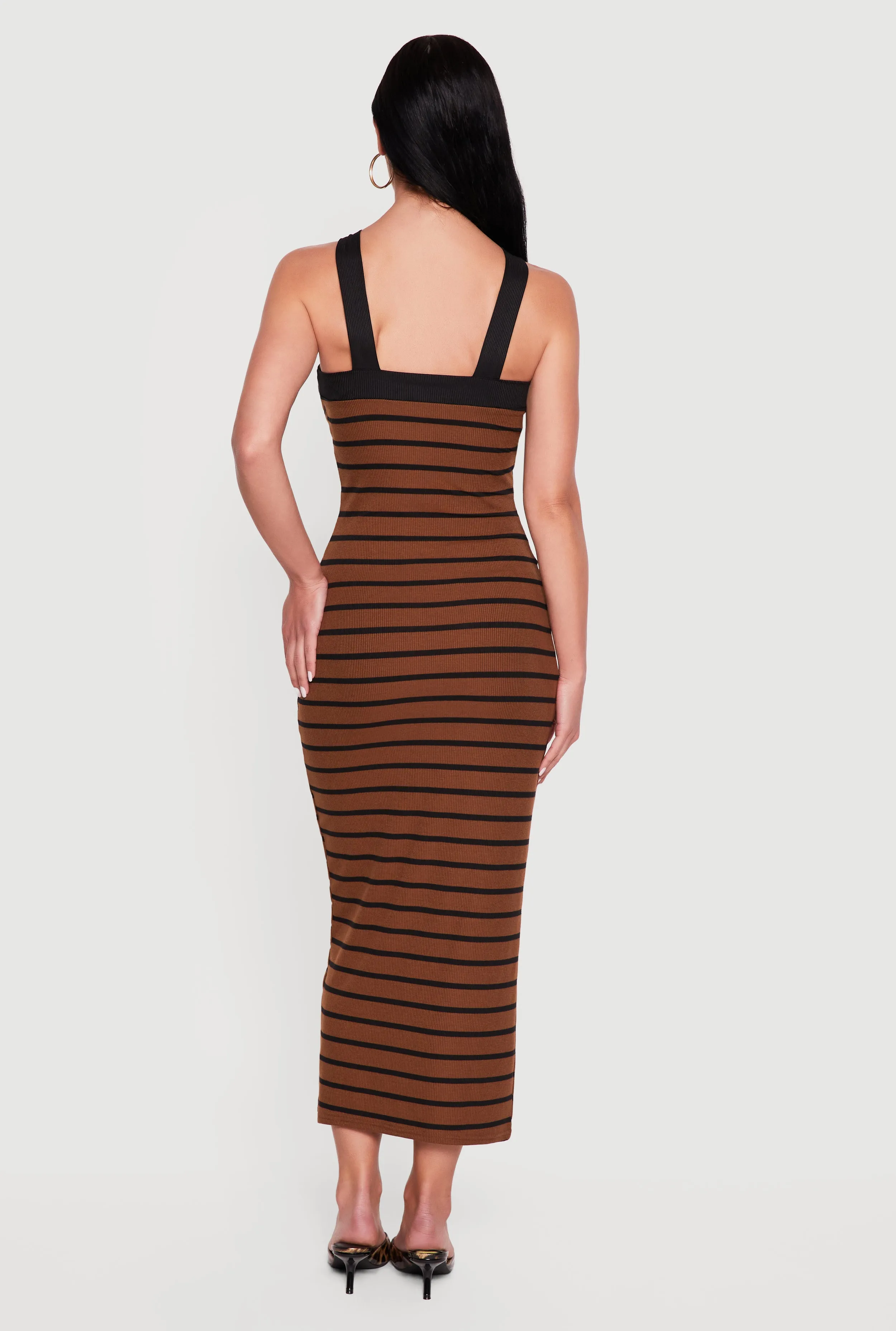 Striped Criss Cross Neckline Maxi Dress sold by Rainbow product image thumbnail 3