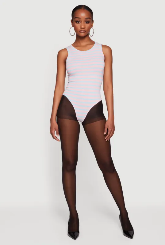 Striped Sleeveless Thong Bodysuit made by Daisy