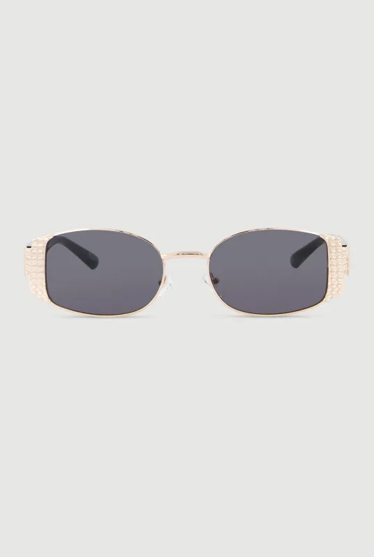 Metallic Detail Oval Sunglasses made by Rainbow