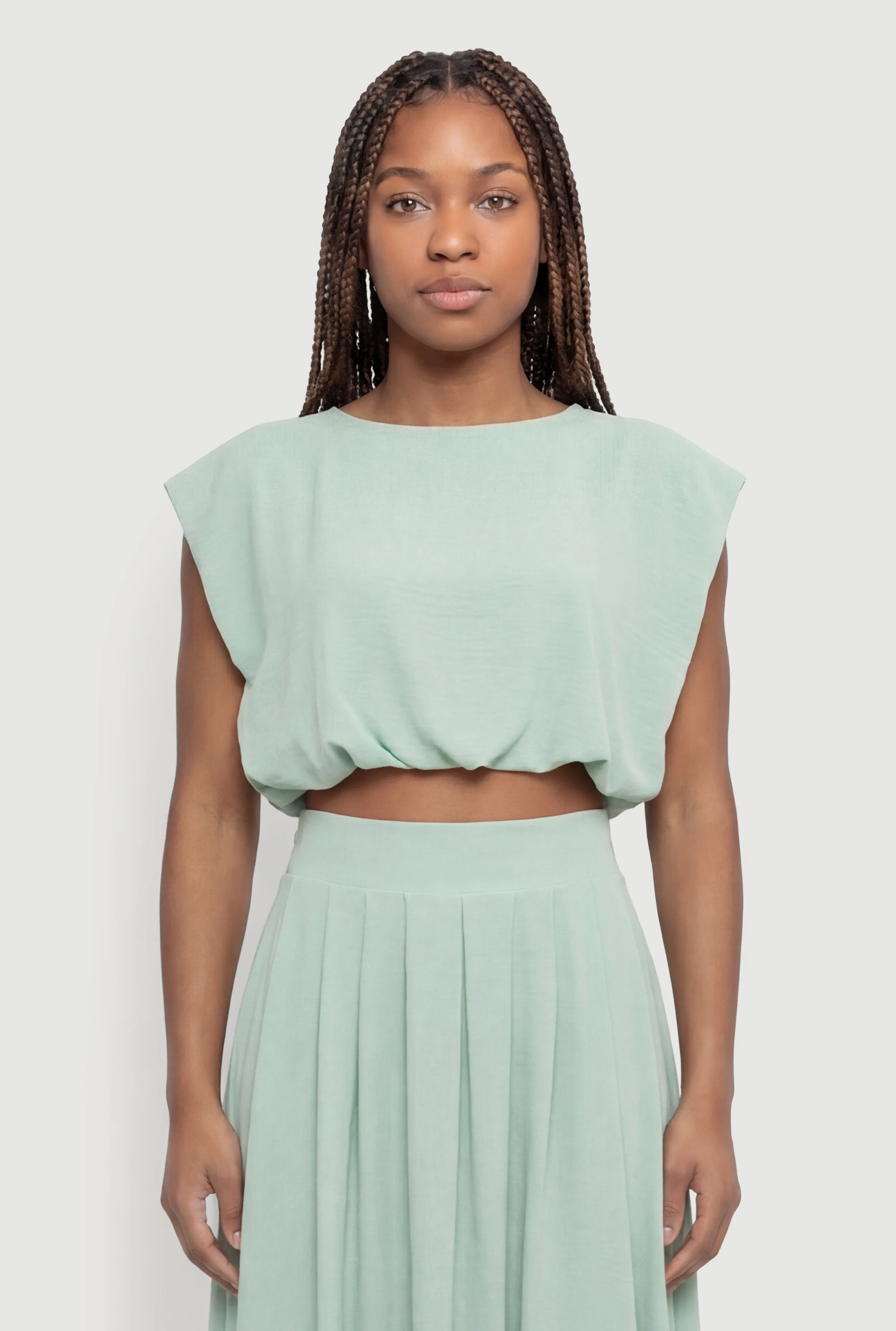 Bubble Hem Tie Back Keyhole Crop Top sold by Rainbow product image thumbnail 5