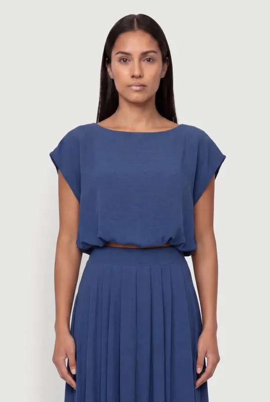 Bubble Hem Tie Back Keyhole Crop Top made by Rainbow