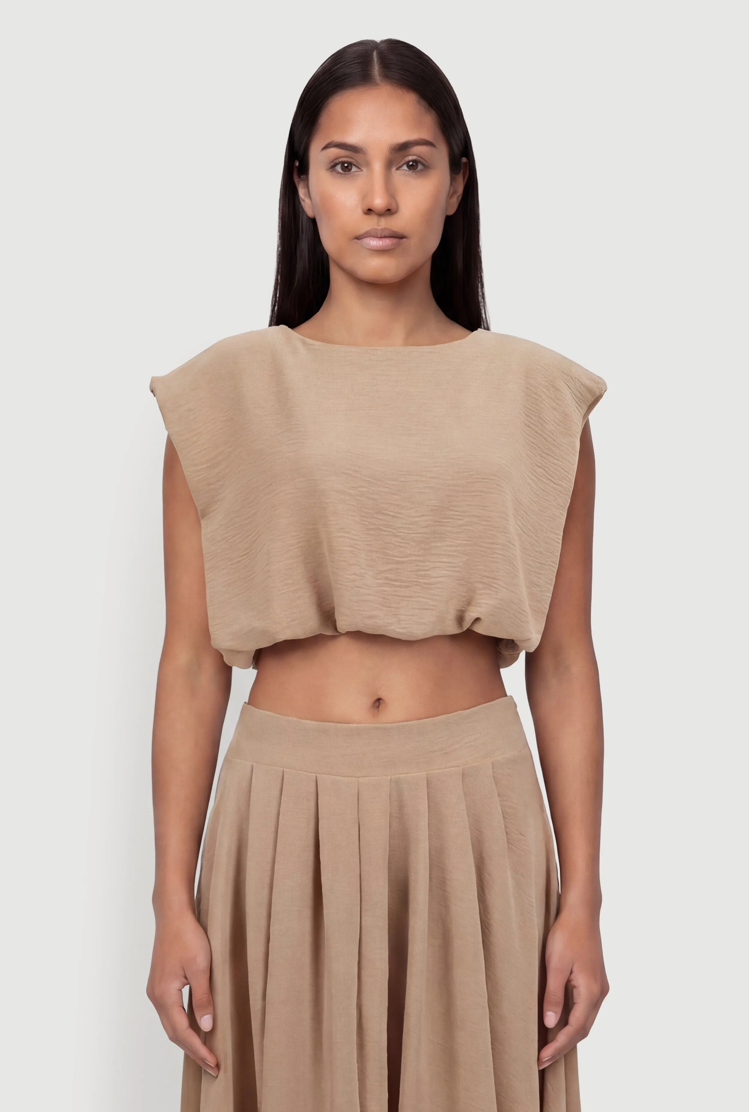 Bubble Hem Tie Back Keyhole Crop Top sold by Rainbow product image thumbnail 4