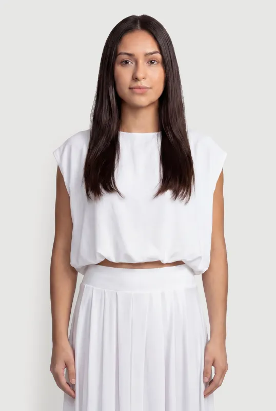 Bubble Hem Tie Back Keyhole Crop Top made by Rainbow