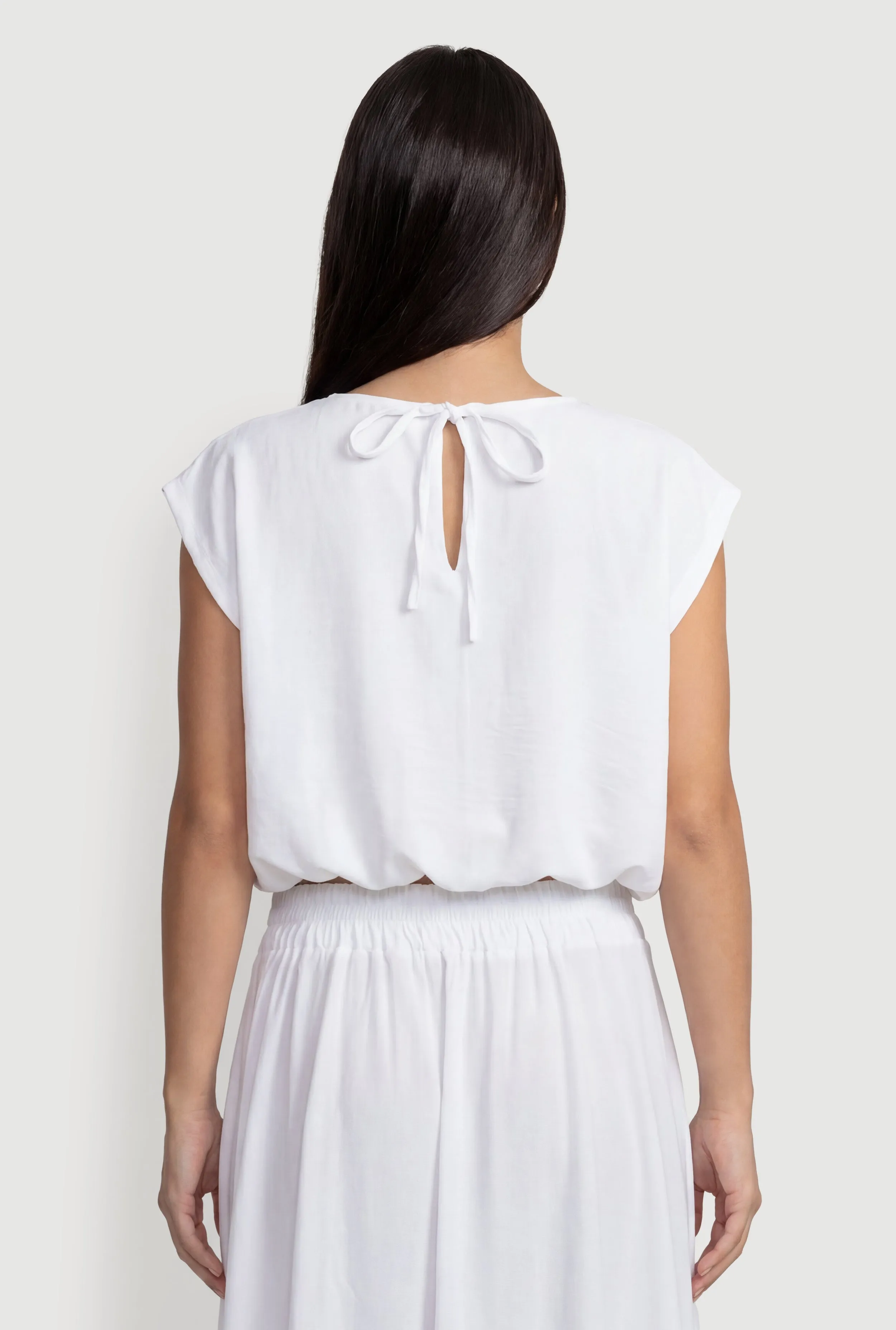 Bubble Hem Tie Back Keyhole Crop Top sold by Rainbow product image thumbnail 5