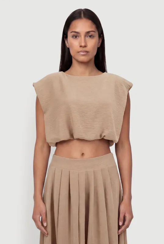 Bubble Hem Tie Back Keyhole Crop Top made by Rainbow