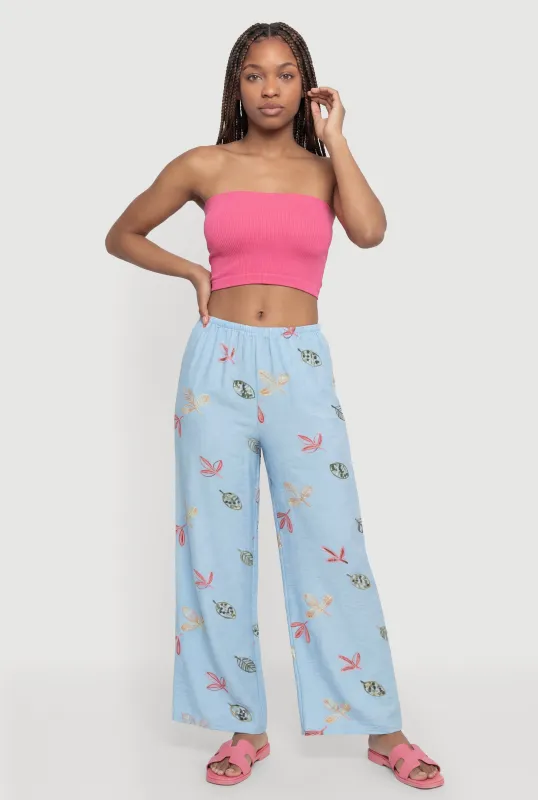 Leaf Patterned Wide Leg Pants made by Rainbow