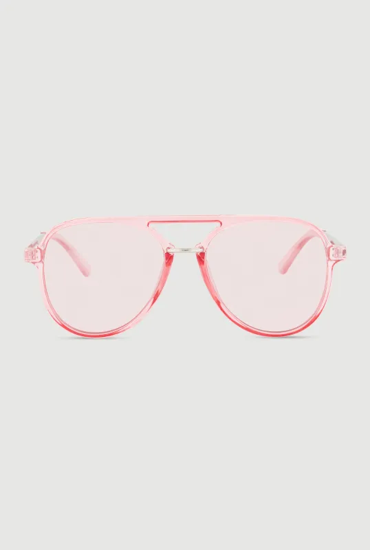 Transparent Frame Aviator Sunglasses made by Rainbow
