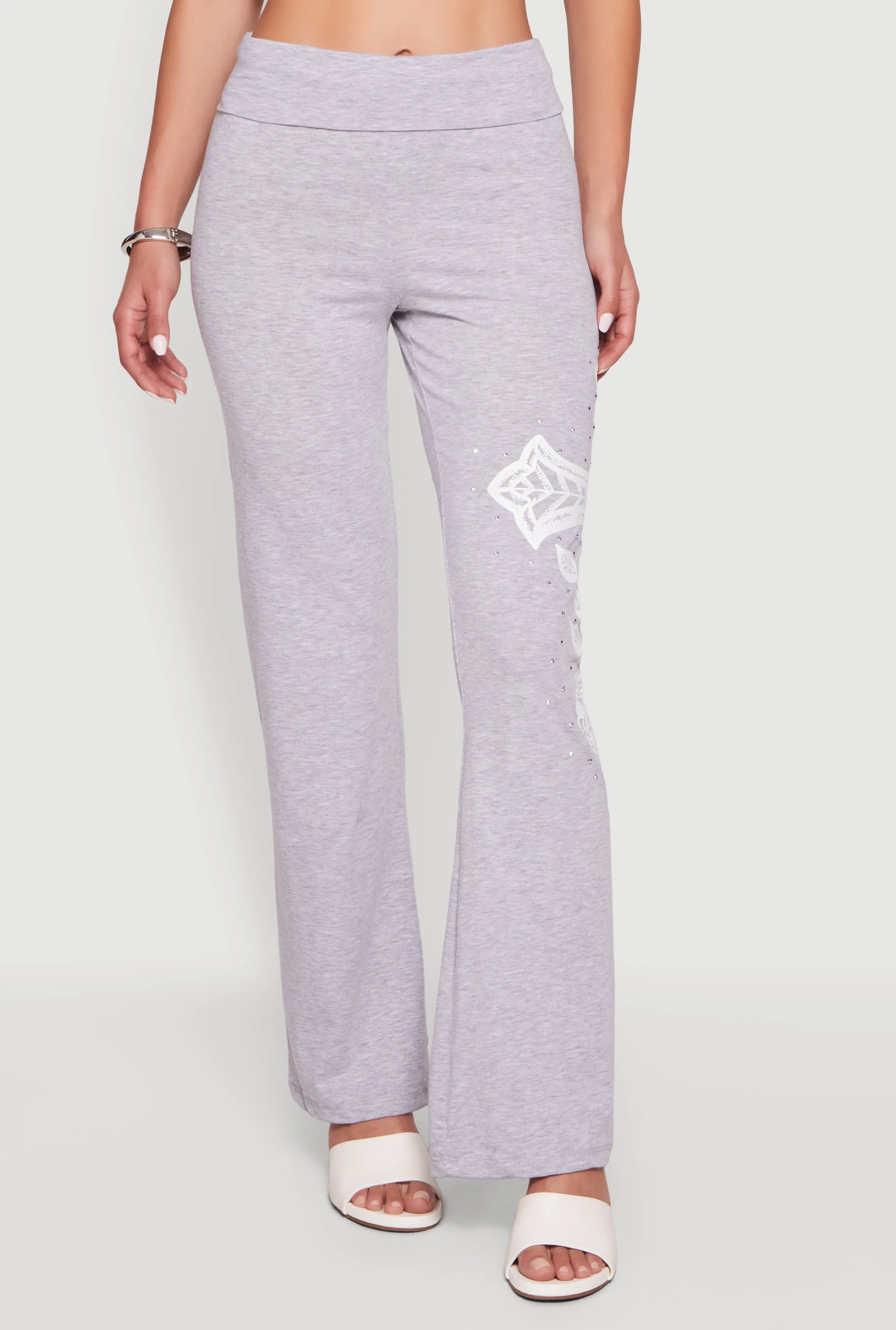 Rhinestone Cross Graphic Fold Over Pants sold by Rainbow product image thumbnail 3