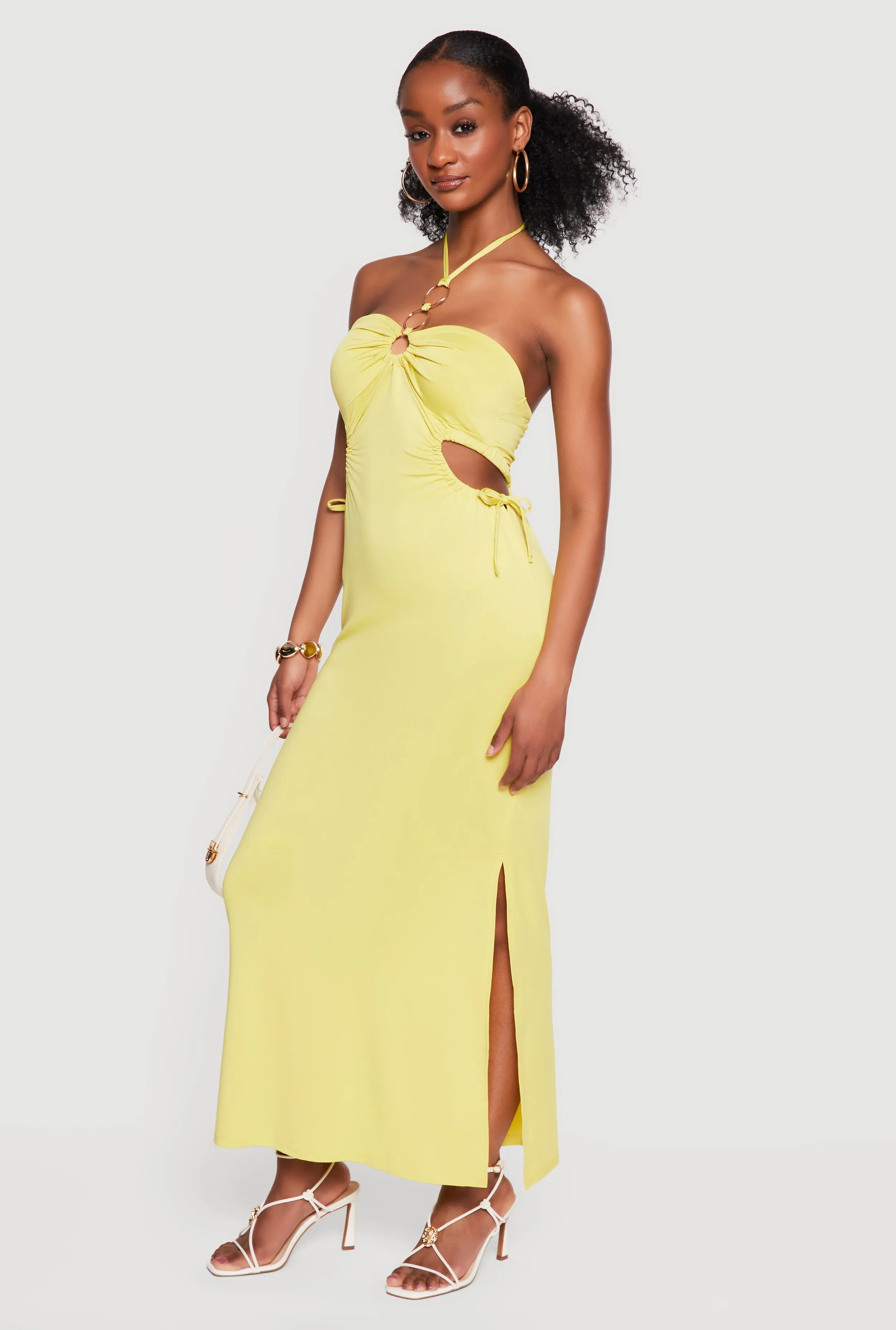 Cutout Detail O Ring Halter Maxi Dress sold by Rainbow product image thumbnail 2