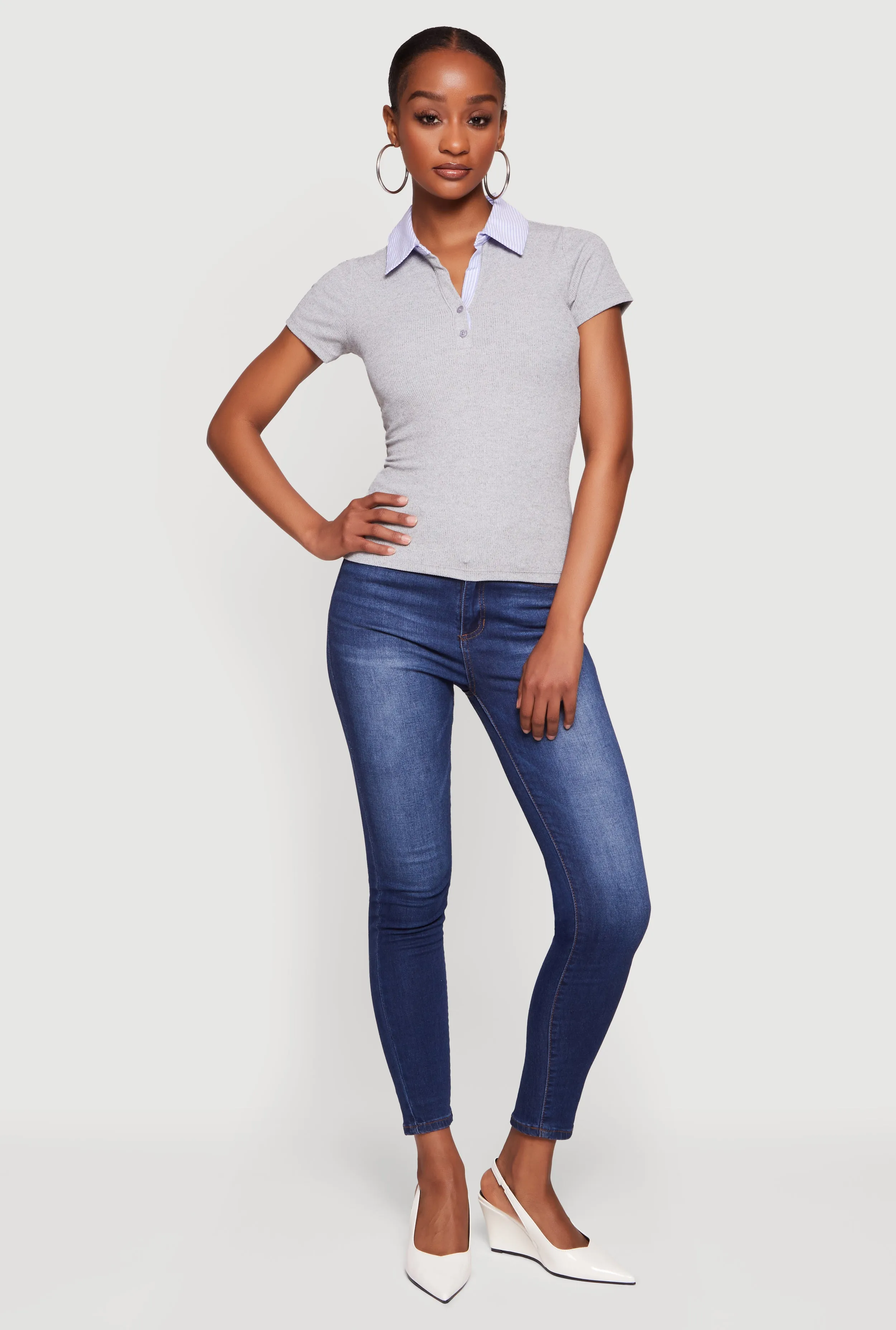 Contrast Trim Pinstriped Polo Shirt sold by Rainbow product image thumbnail 3