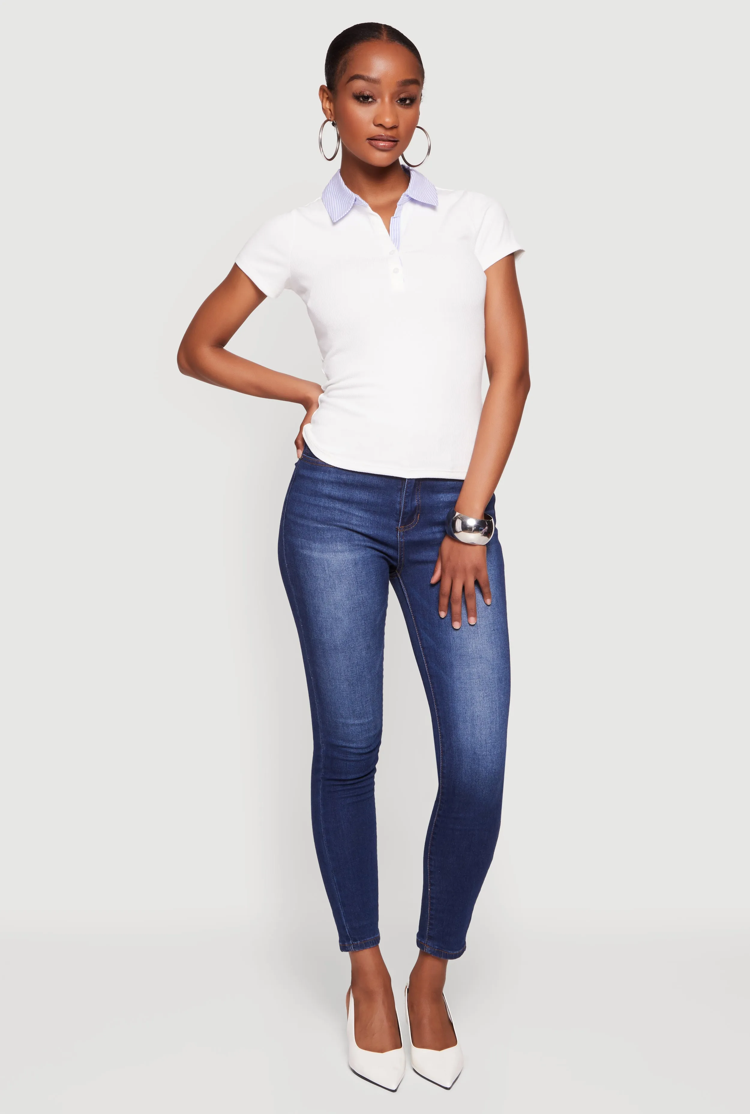 Contrast Trim Pinstriped Polo Shirt sold by Rainbow product image thumbnail 2