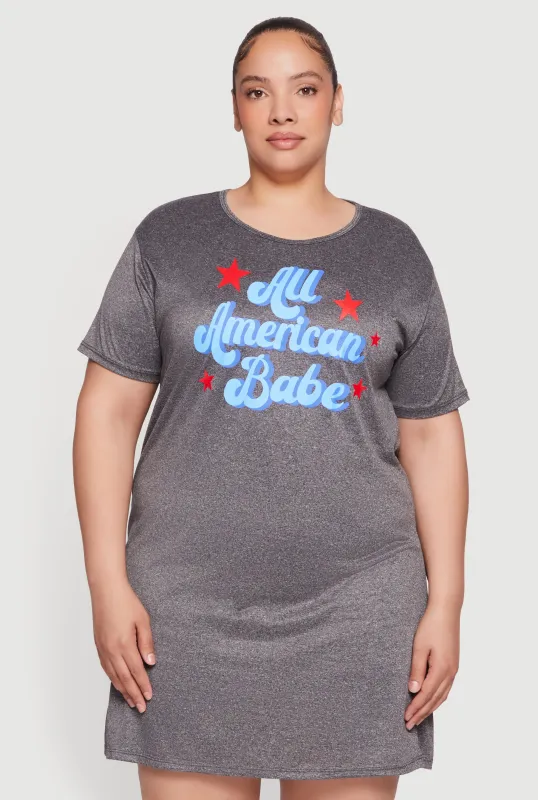 Plus Size Americana Graphic Oversized Sleepshirt made by Rainbow